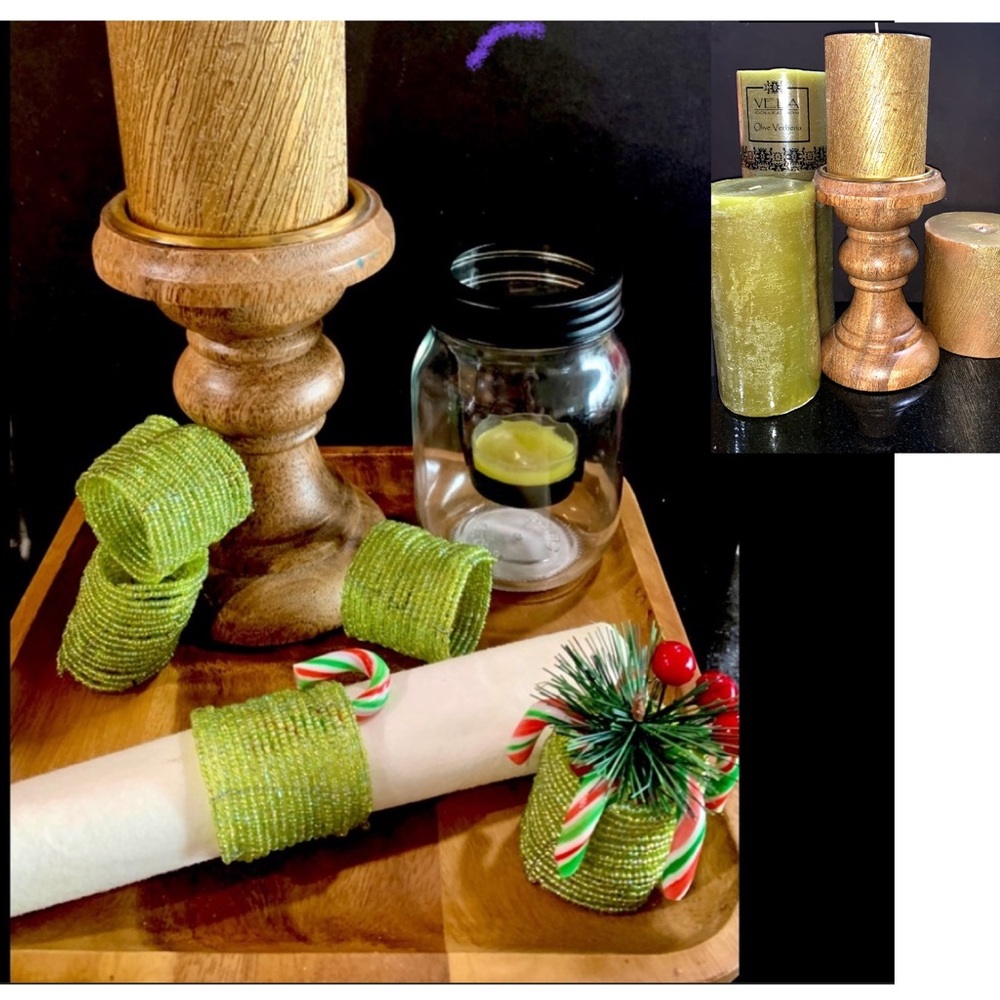 NWT Dinner Party Decor w/Teak Serveware